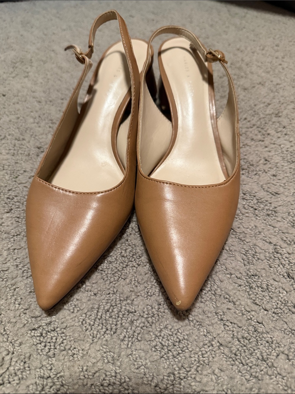 Charles and Keith tan sling back pumps heels size 37/7